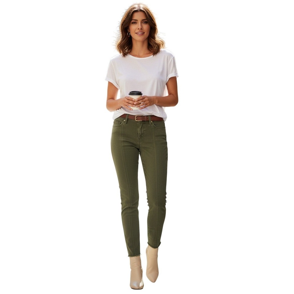 HUDSON NWT Nico Super Skinny Lace Up Crop Jeans‎ Olive Green 25x26 NWOT $245